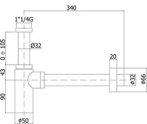 Сифон бутылочный для раковины Paffoni сталь ZACC240ST