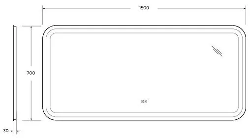 Зеркало с подсветкой Cezares Stylus 150x70 с подогревом CZR-SPC-STYLUS-1500-700-TCH-WARM