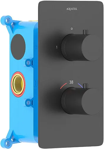 Термостат для 2 потребителей Aquatek Европа чёрный матовый AQ1392MB