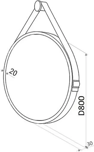 Зеркало на ремне с подсветкой Uperwood Upd Round 80 коричневый 291020277