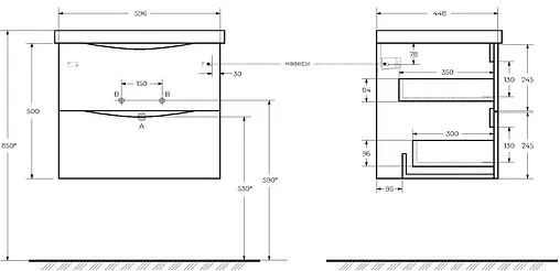 Тумба-умывальник подвесная BelBagno MARINO 60 Rovere Nature MARINO-600-2C-SO-RN-P+BB600/450-LV-MR-AST