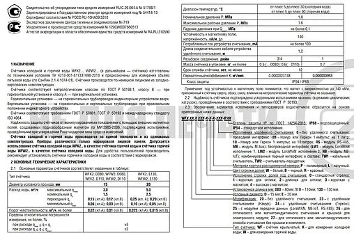 Счетчик воды Ду15 Itelma WFK20.D080