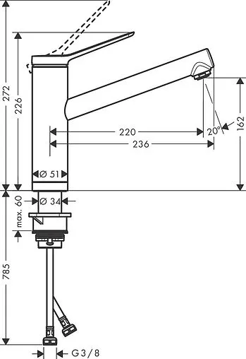 Смеситель для кухни для установки перед окном Hansgrohe Zesis M33 160 1jet хром 74805000