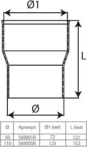 Переход на чугунную трубу внутренний D=125x110мм Sinikon 569005.R Переход на чугунную трубу внутренний D=125x110мм Sinikon 569005.R, 2