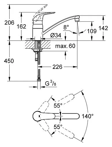 Смеситель для кухни Grohe Euroeco хром 32750000