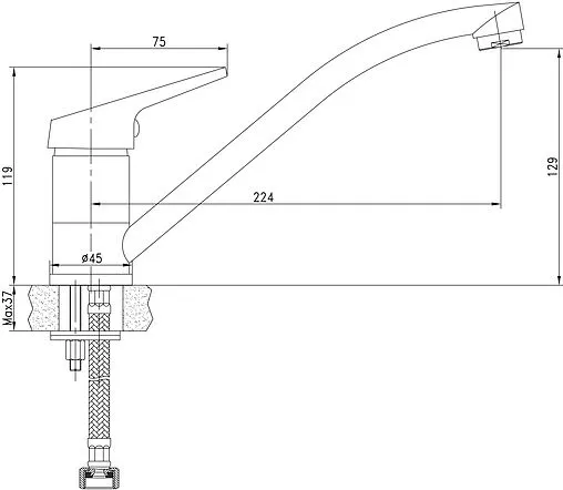 Смеситель для кухни Aquanet Round Handle хром SD90705