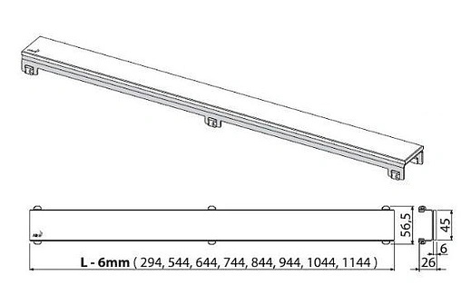 Решетка для лотка 944мм AlcaPlast Glass GL1204-950