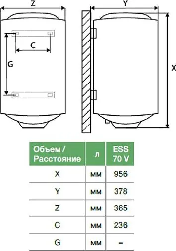 Водонагреватель накопительный электрический Thermex Champion ESS 70 V Silverheat 111032