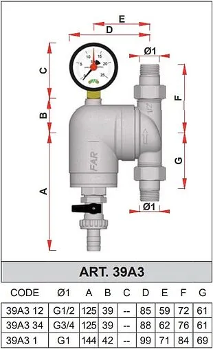 Фильтр тонкой очистки воды 1&quot;н x 1&quot;н Far FA 39A3 1100