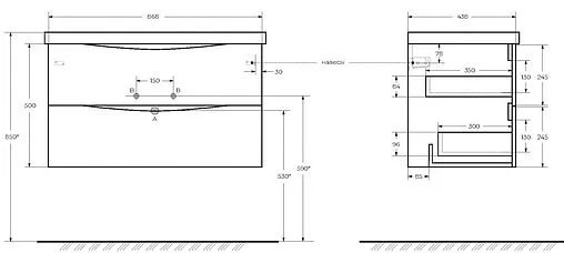 Тумба-умывальник подвесная BelBagno MARINO-CER 90 Rovere Bianco MARINO-CER-900-2C-SO-WO-P+BB-0323-90-LVB