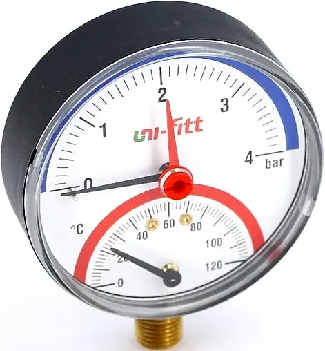Термоманометр радиальный Uni-Fitt 80мм 4 бар 120°С ½&quot; 311P1442