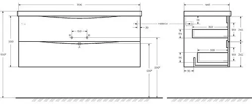 Тумба-умывальник подвесная BelBagno MARINO 120 Bianco Opaco MARINO-1200-2C-SO-BO-P+BB1200/450-LV-MR-PR