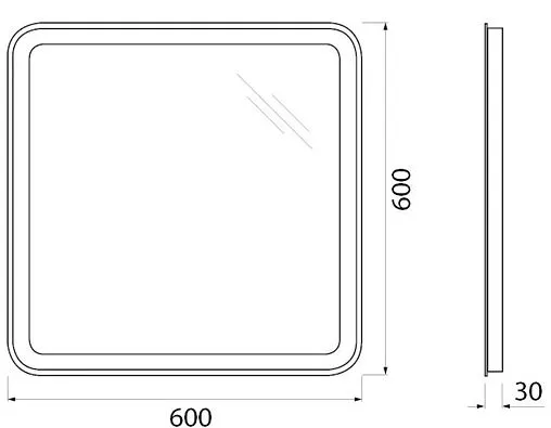 Зеркало с подсветкой BelBagno MARINO 60x60 механическая кнопка SPC-MAR-600-600-LED-BTN