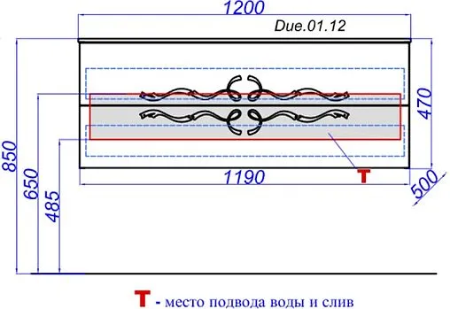 Тумба-умывальник подвесная Clarberg Due Amanti Т12/BLK 120 чёрный DUE0112BLK+DUER8CR+El.12.04.D