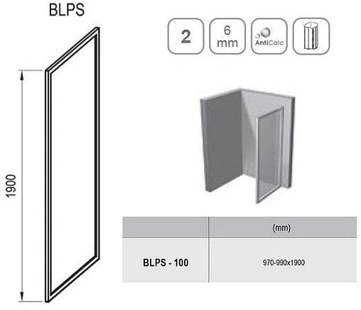 Боковая стенка 1000мм прозрачное, матовое стекло Ravak Blix BLPS-100 9BHA0100ZG