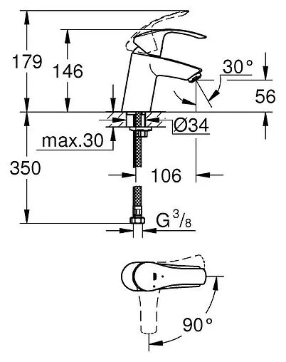 Смеситель для раковины Grohe Eurosmart хром 32154002