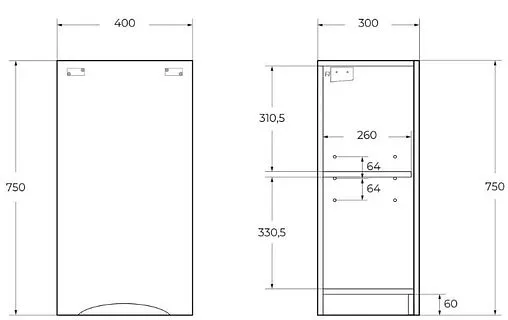 Шкаф BelBagno FLY-MARINO 40 R Bianco Lucido FLY-MARINO-750-1A-SC-BL-P-R