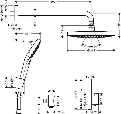 Душевая система с термостатом для душа Hansgrohe Raindance Select S 240 2jet c ShowerSelect S хром 27297000