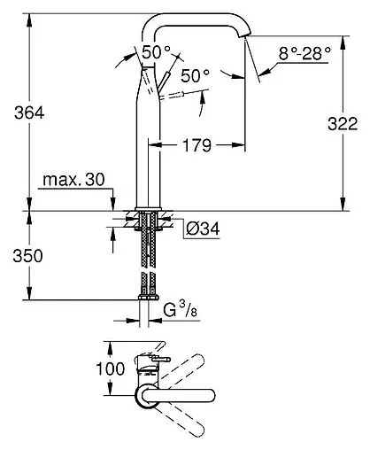 Смеситель для раковины Grohe Essence New хром 32901001