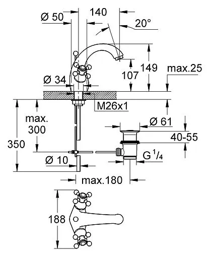 Смеситель для раковины Grohe Sinfonia хром 21012000