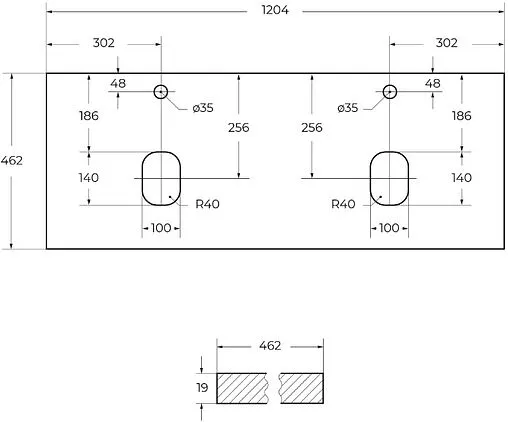 Столешница BelBagno 120 Bianco Lucido EK-120-2-BL