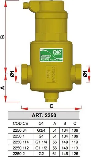 Фильтр-деаэратор 1¼&quot;в x 1¼&quot;в Far FA 2250 114