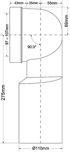 Патрубок для унитаза Mc Alpine 90° MRWC12