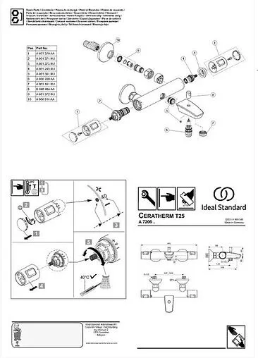 Термостат для ванны Ideal Standard Ceratherm T25 хром A7206AA