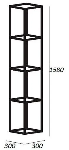 Полка четырехъярусная Cezares Cadro 30х160 чёрный матовый/белый CADRO-30/30/160-4C-SO-MET-ST