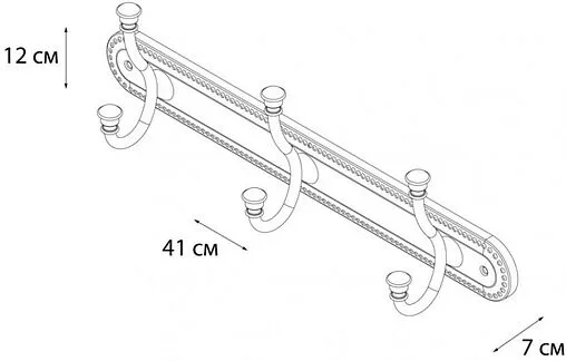 Планка с 3-мя крючками Grampus Alfa бронза GR-9505-3