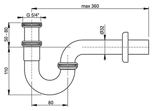 Сифон трубный для раковины Ravak хром X01436 Сифон трубный для раковины Ravak хром X01436, 2