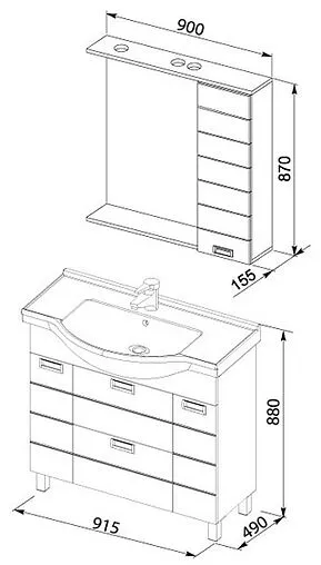 Шкаф-зеркало Aquanet Сити 90 белый 158577