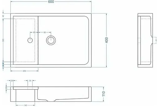 Раковина Uperwood UPD Piter графит 291020214