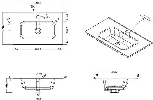 Раковина BelBagno 70 белый BB700/390ETL