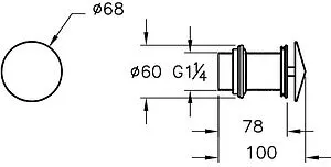 Выпуск без перекрытия для раковины без перелива VitrA хром A45145 Выпуск без перекрытия для раковины без перелива VitrA хром A45145, 2