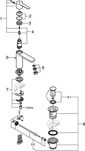 Смеситель для раковины Grohe Lineare полированная сталь 32109DC1