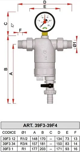 Фильтр тонкой очистки воды ½&quot;н x ½&quot;н Far FA 39F3 12