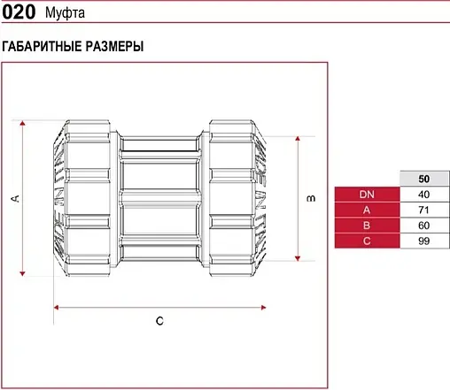 Муфта компрессионная соединительная 50мм x 50мм Itap 0200112050