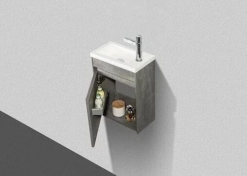 Тумба-умывальник подвесная BelBagno PIETRA MINI 40 L Stucco Cemento PIETRA MINI-400-1A-SO-SCM-L+BB-400-PM-LVB