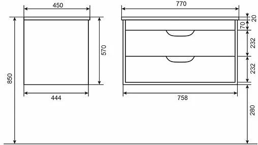 Тумба под умывальник подвесная Uperwood UPD Modul 75 чёрный матовый 2930205153