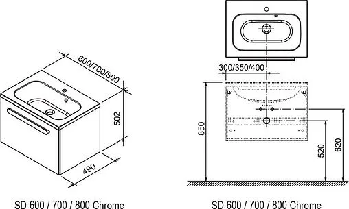 Тумба под умывальник подвесная Ravak Chrome 70 белый/капучино X000000962