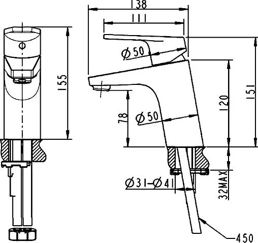 Смеситель для раковины Bravat Line хром F15299C-1