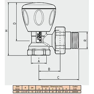 Вентиль регулирующий угловой ½" в/н Tiemme 3260038 Вентиль регулирующий угловой ½" в/н Tiemme 3260038, 2