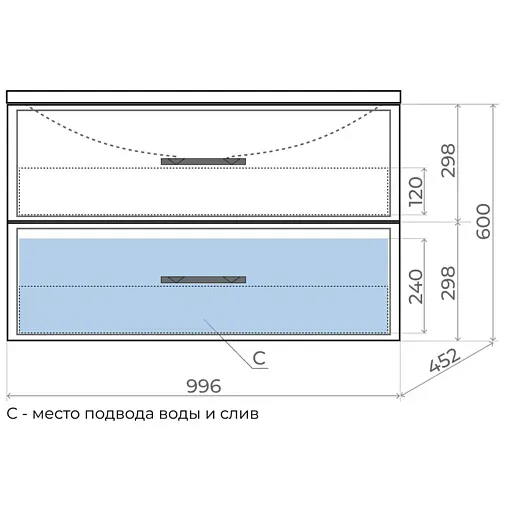 Тумба под умывальник подвесная Uperwood Foster 100 серый графит 291020524