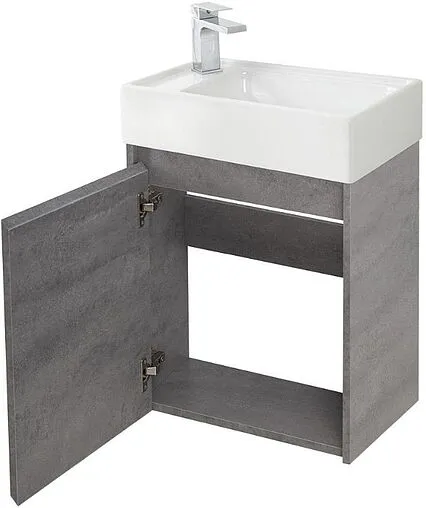 Тумба-умывальник подвесная BelBagno KRAFT MINI 50 R Cemento Grigio KRAFT MINI-500/260-1A-SO-CG-R+7045-KL