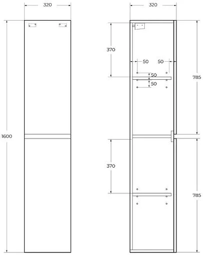 Шкаф-пенал подвесной BelBagno ALBANO 32 Bianco Lucido ALBANO-1600-2A-SC-BL-P