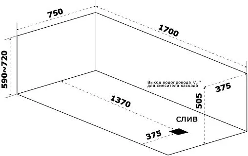 Ванна акриловая Bas Аякс стандарт 170х75 Вб00131