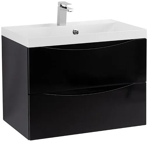 Тумба-умывальник подвесная BelBagno MARINO 60 Nero Lucido MARINO-600-2C-SO-NL-P+BB600/450-LV-MR-AST