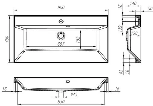 Раковина BelBagno 90 чёрный матовый BB900/450-LV-ART-AST-NERO