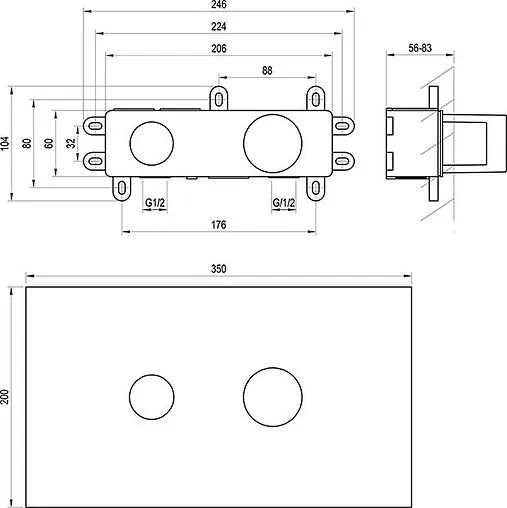 Скрытая часть смесителя для раковины Ravak R-box Basin 07B.50 X070231